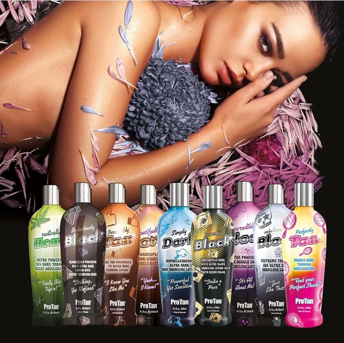 PRO TAN INSTANTLY BLACK 50X DHA Bronzers Zonnebankcreme - 250ml - Afbeelding 4