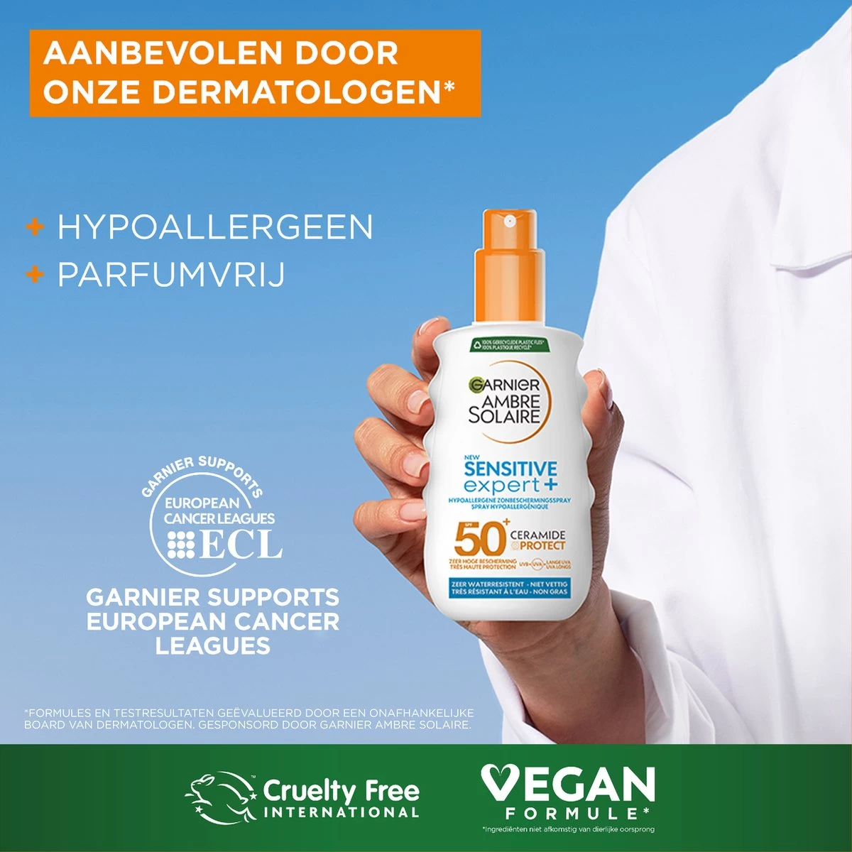 Garnier Ambre Solaire Sensitive Expert Hypoallergene Zonnebrand Spray SPF 50+ - Ceramide Protect - 150ml - Afbeelding 5