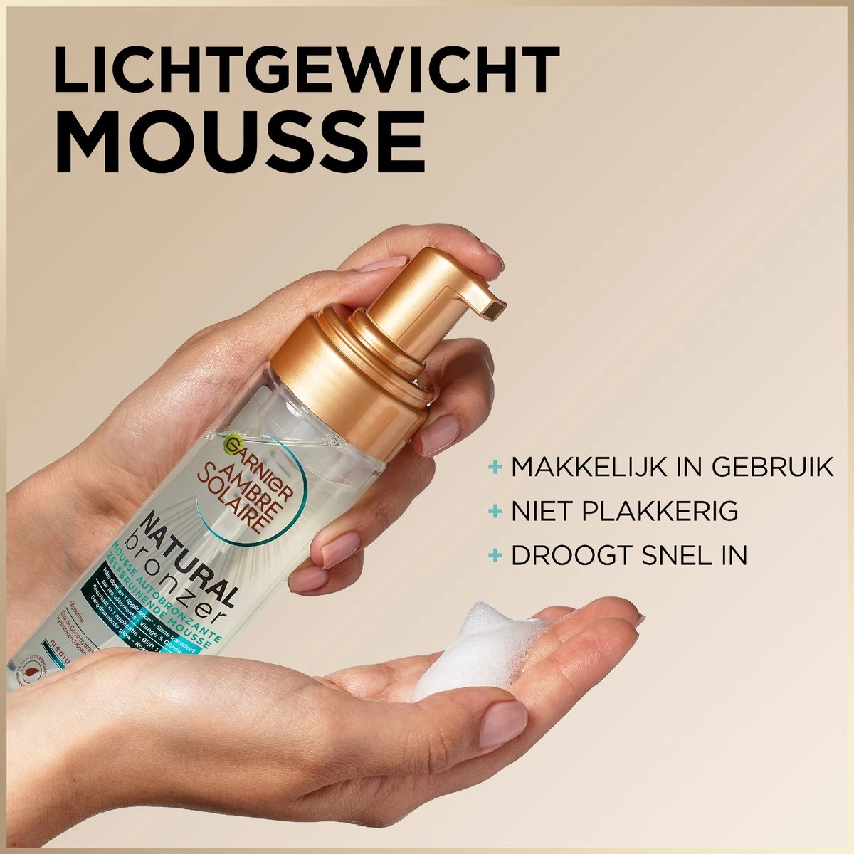 Garnier Ambre Solaire Self Tan Zelfbruiner Mousse - 200ml - Afbeelding 2
