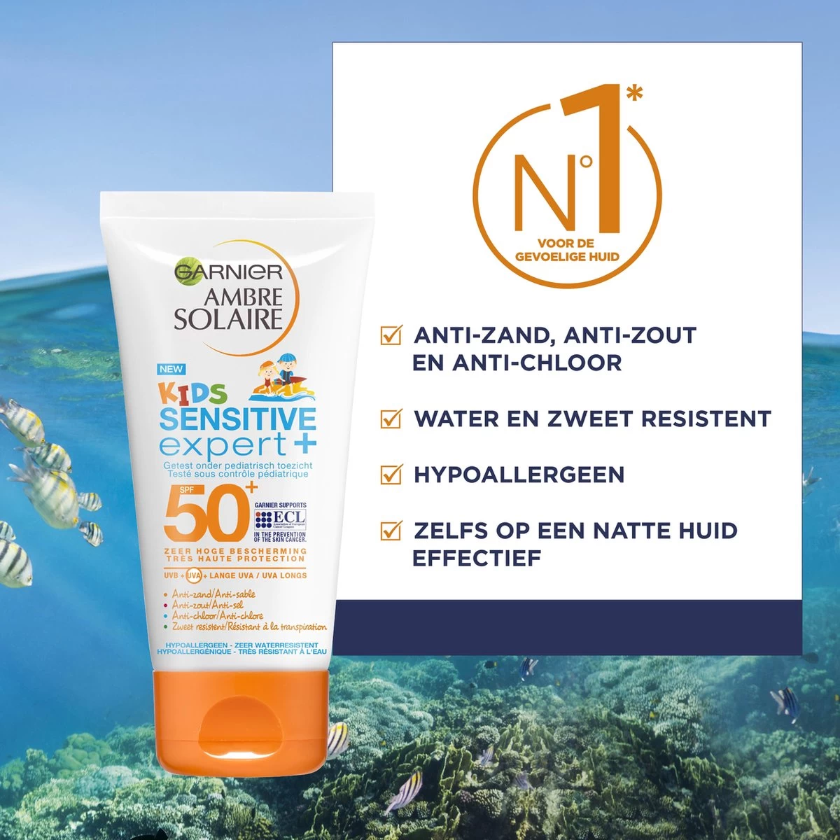 Garnier Ambre Solaire Sensitive Expert+ Kids Zonnebrandmelk Tube SPF50+ - Zonnebrand Voor De Kinderhuid - 200 Ml - Afbeelding 3