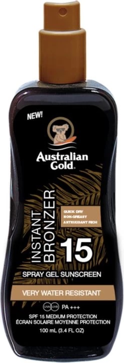 Australian Gold SPF15 Zonnebrand Spray Gel + Bronzer 100ml