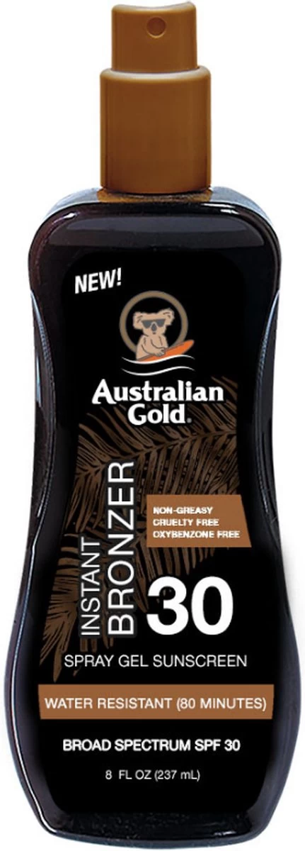 Australian Gold SPF30 Spray Gel Met Bronzer 237ml