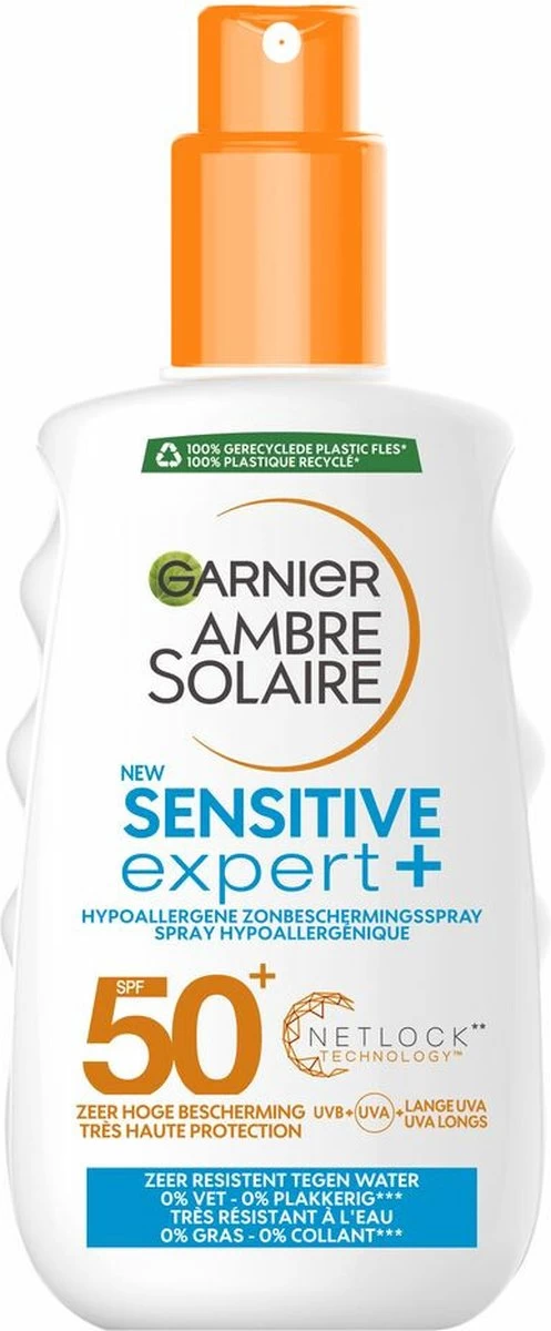 Garnier Ambre Solaire Sensitive Expert Zonnebrandspray SPF 50+ - Zonnebrand Voor De Gevoelige Huid - 200 Ml