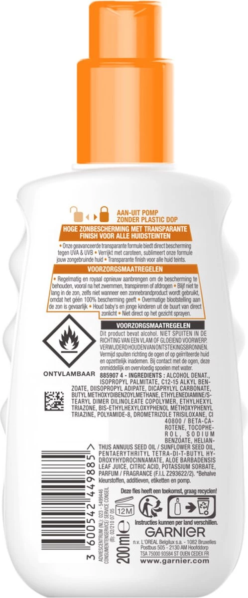 Garnier Ambre Solaire Invisible Protect Refresh Transparante Bronze Zonnebrandspray SPF 30 - 200ml - Afbeelding 6