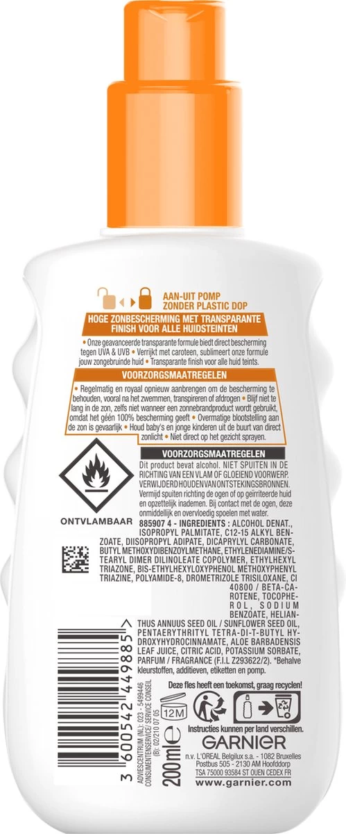 Garnier Ambre Solaire Invisible Protect Refresh Transparante Bronze Zonnebrandspray SPF 30 - 200ml - Afbeelding 3