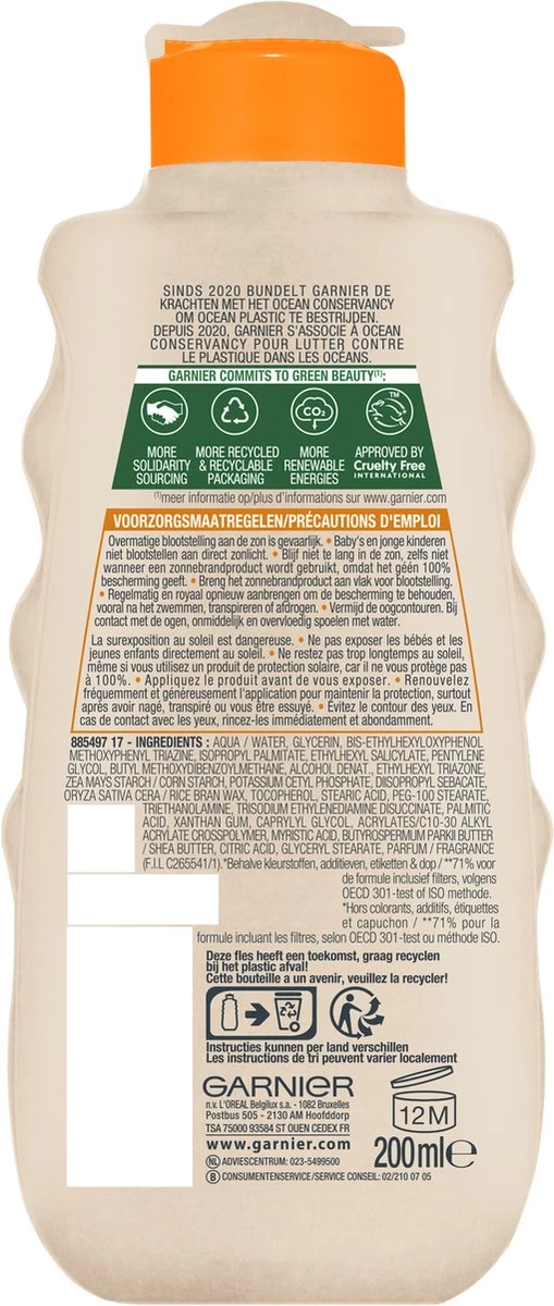 Garnier Ambre Solaire Waterresistente Zonnebrand Melk SPF 50 - 200 Ml - Afbeelding 2