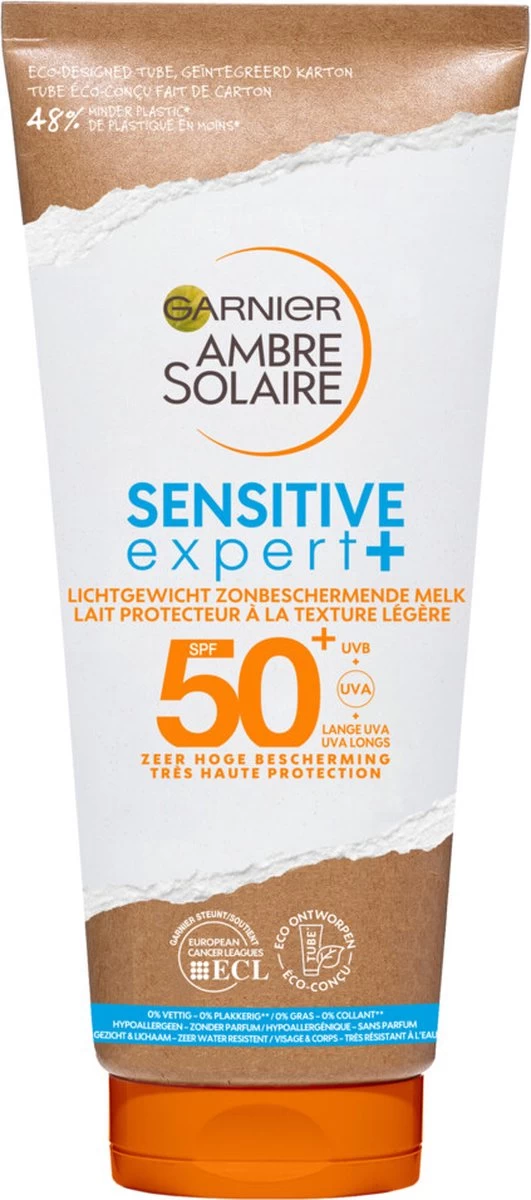 Garnier Ambre Solaire Sensitive Expert + Cardboard Tube Zonnebrand Melk SPF 50+ - 200 Ml - Afbeelding 5