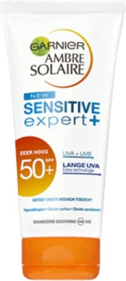 Garnier Ambre Solaire Sensitive Expert + Cardboard Tube Zonnebrand Melk SPF 50+ - 200 Ml