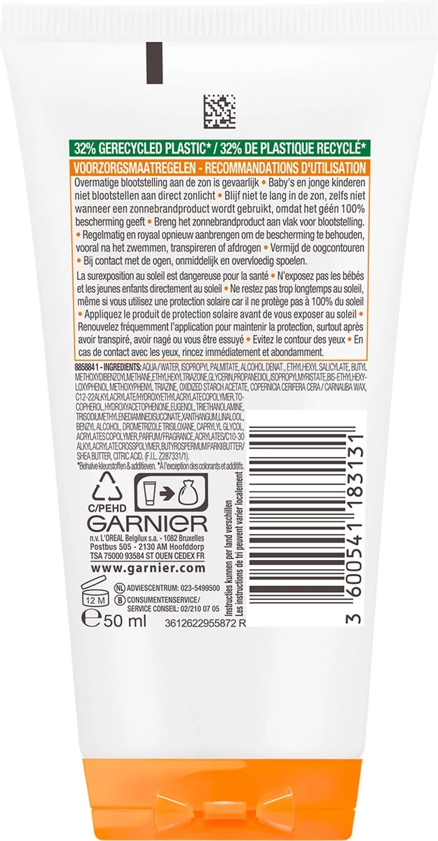 Garnier Ambre Solaire Zonnebrand Crème SPF 30 - 50 Ml - Hydraterend - Reisformaat - Afbeelding 2