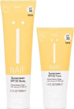 Naïf Zonnebrand - Voordeelverpakking - SPF 30 - Gezicht 50ml + Lichaam 100ml - Met Natuurlijke Ingrediënten